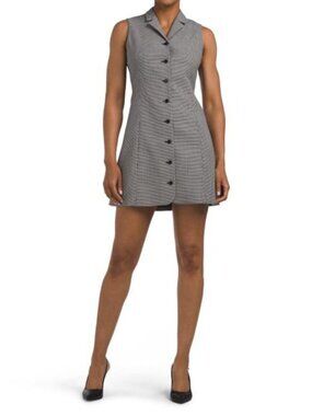 theory knit checkered dress Checked cotton and linen-blend mini dress - multi